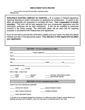 Employment Application Wholesale Electric Supply  Form