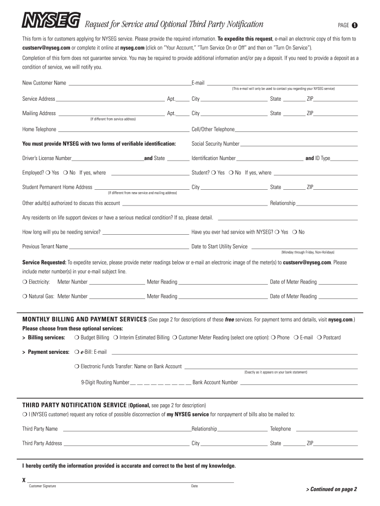Nyseg Service Application  Form
