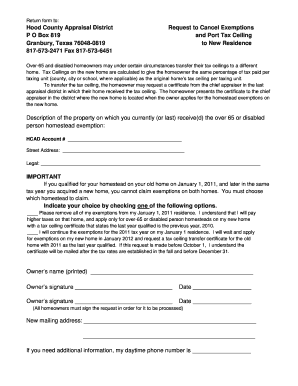 Hood County Homestead Exemption Form