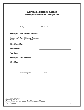 Employee Information Change Form PDF Gorman Learning Center Gormanlc