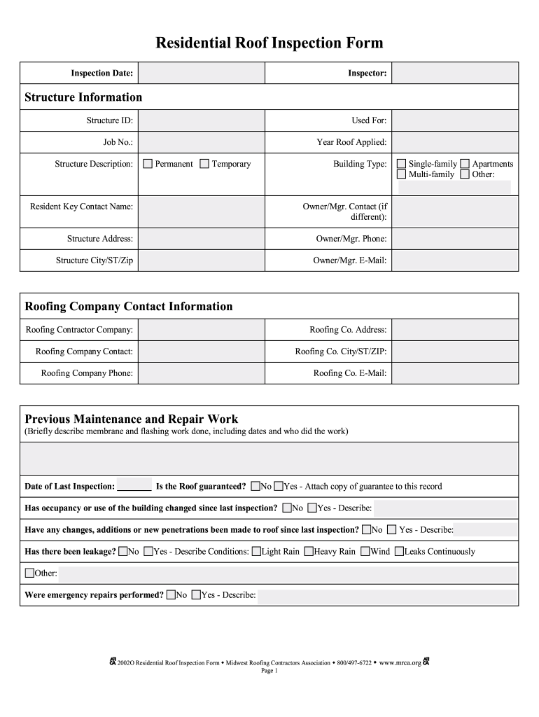 Roof Inspection Form Fill Out and Sign Printable PDF Template signNow