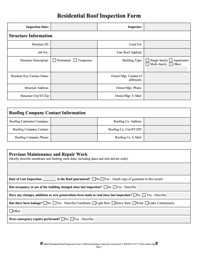 Roof Inspection Report Template  Form