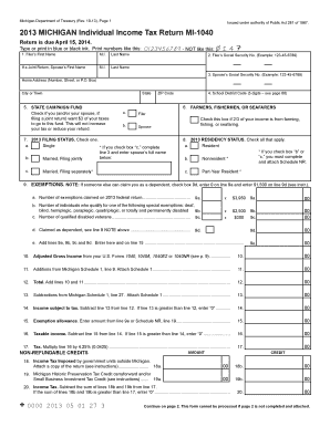 Michigan Tax Return  Form