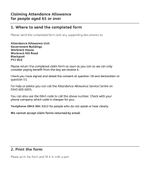 Attendance Allowance Form