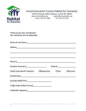 Donation Form LincolnLancaster Habitat for Humanity Lincolnhabitat