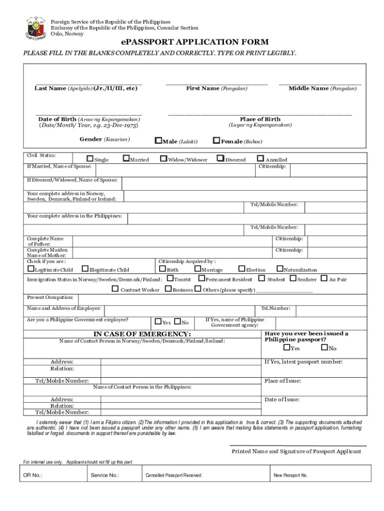Duly Accomplished Application Form