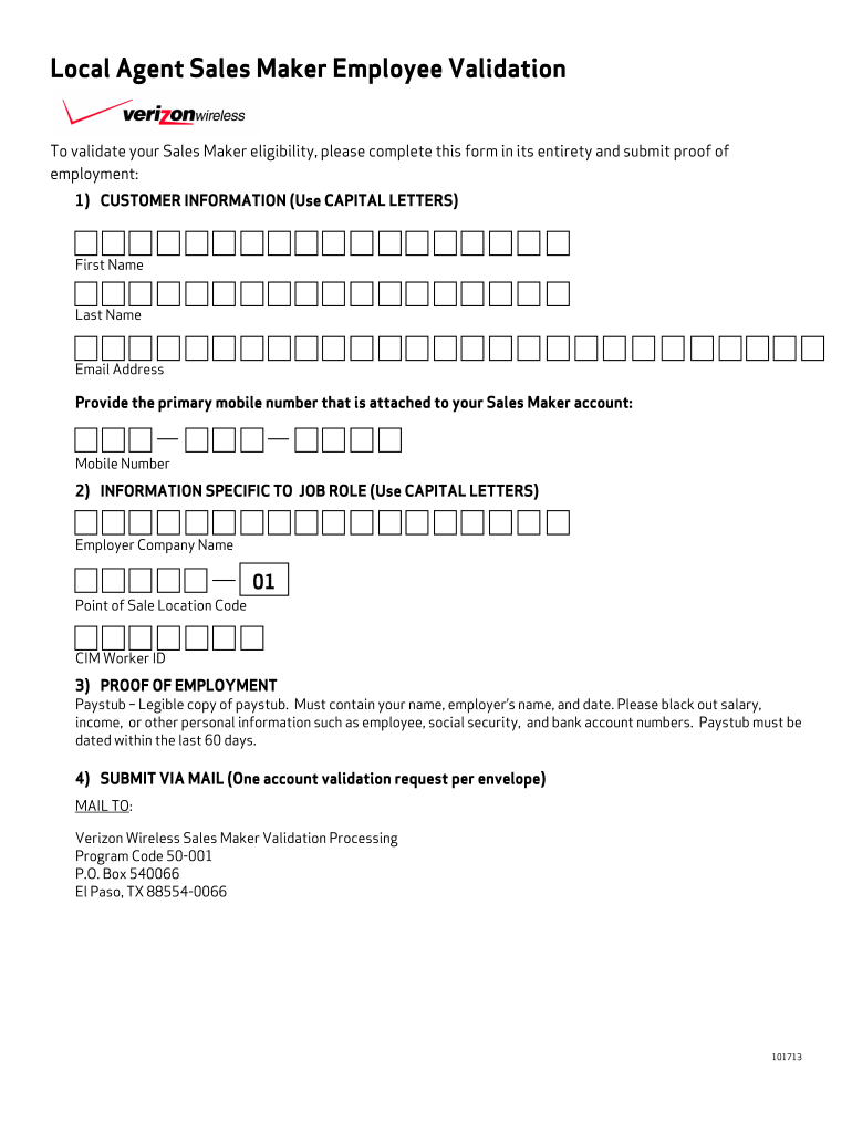 Verizon Sales Maker  Form