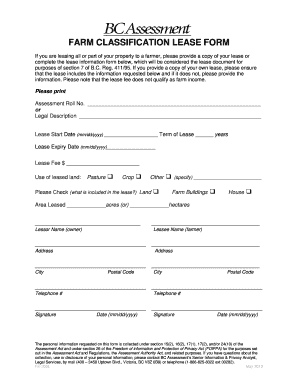  Bc Assessment Farm Classification Lease Form 2013-2024