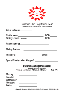 Sunshine Bakery Application Form