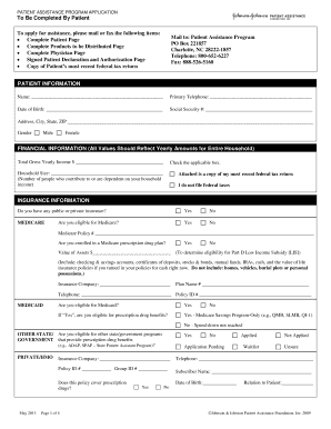 Johnson and Johnson Patient Assistance Refill Form