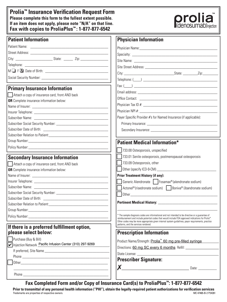  Insurance Verification and Prior Authorization Form