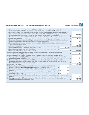 Unrecaptured Section 1250 Gain Worksheet  Form