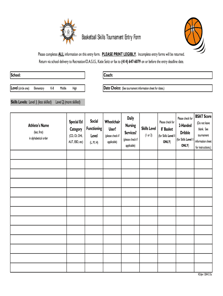 Basketball Registration Form Template