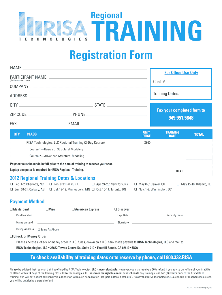 Risa Online Registration  Form