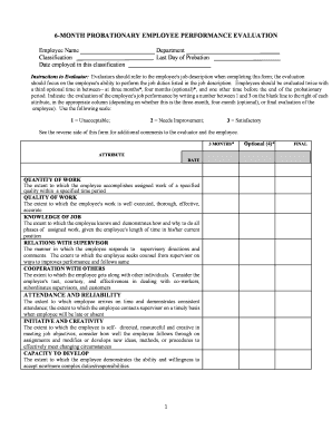  6 MONTH PROBATIONARY EMPLOYEE PERFORMANCE EVALUATION 2011-2024