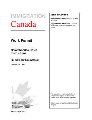 IMM5906E Work Permit Cic Gc Ca Cic Gc  Form