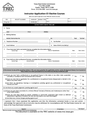 Trec Elective Courses  Form