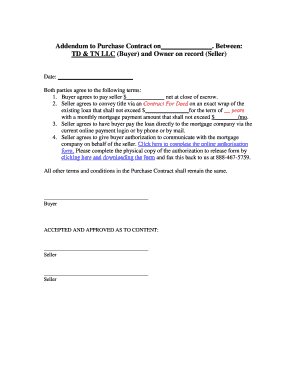 Promissory Note Addendum  Form