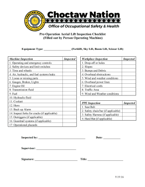 Aerial Lift Checklist DOC  Form