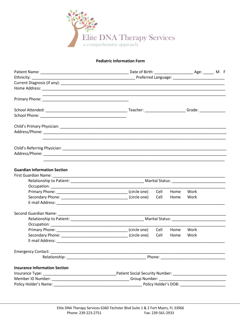 Outpatient Physical Therapy Intake Form