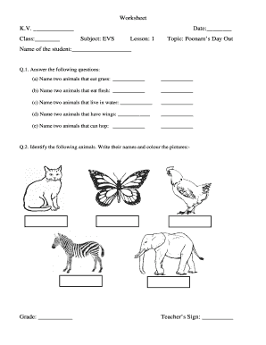 Animals Grade 3 Worksheet  Form
