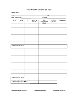 Two Week Time Sheet Template  Form
