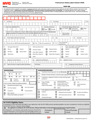 Syep Enrollment Survey  Form