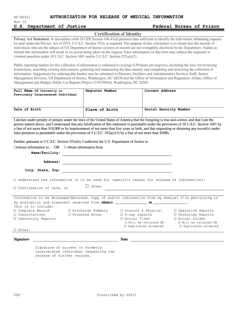 Get and Sign Bop Release Form 2012-2022