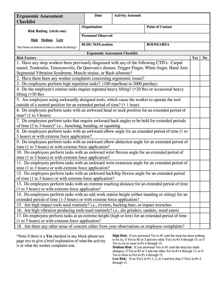 Ergonomic Assessment  Form