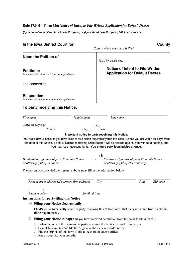Iowa File Default  Form