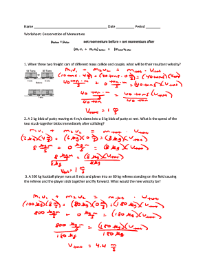 Momentum Worksheet Answer Key  Form