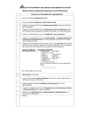 AFP RETIREMENT and SEPARATION BENEFITS SYSTEM  Form