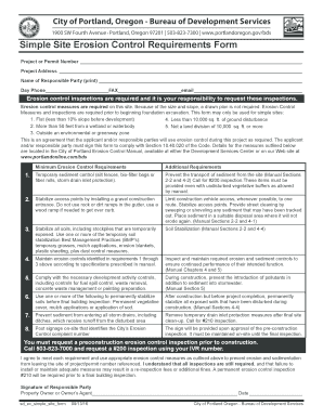 Simple Site Erosion Control Requirements Form