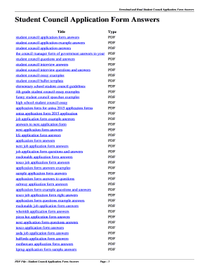 Student Council Application Answers  Form