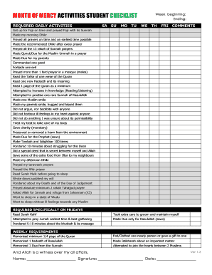 MONTH of MERCY ACTIVITIES STUDENT CHECKLIST Wise Web  Form