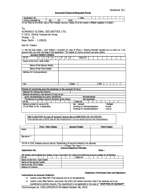 Annexure 10 1 Account Closure Request Form