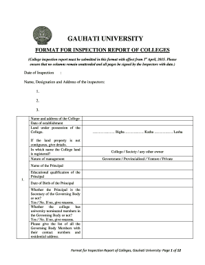 College Inspection Report Sample  Form
