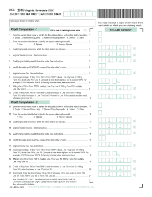 Schedule OSC Credit for Taxes Paid to Another State Schedule OSC Credit for Taxes Paid to Another State  Form