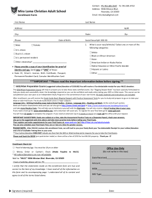 Mira Loma Christian School  Form