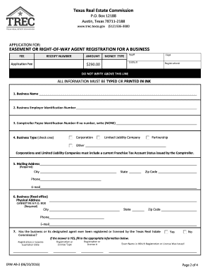 ERW AB 3 Easement or Right of Way Application, Business  Form