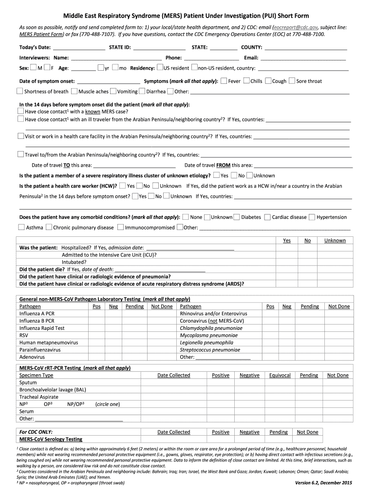 As Soon as Possible, Notify and Send Completed Form to 1 Your Localstate Health Department, and 2 CDC Email Eocreport Cdc