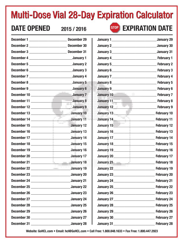 28 Day Calendar  Form