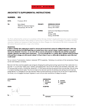 Architectural Supplemental Instructions  Form