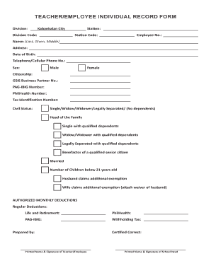 Individual Record Form