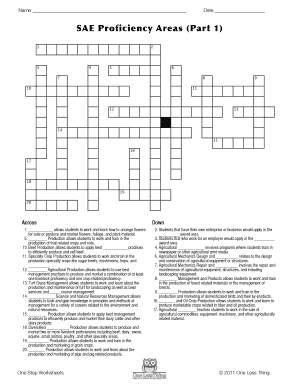 Sae Proficiency Areas Part 1 Crossword Answers  Form