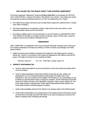 Craft Fair Vendor Agreement Template  Form