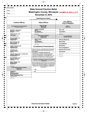 Official Ballot State General Election Ballot S a M P L E  Form