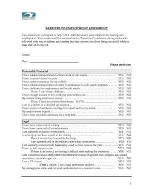 Barriers to Employment Worksheet  Form