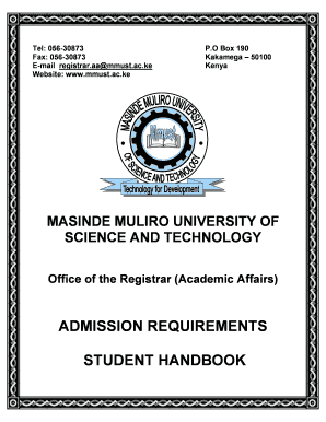 Mmust Student Handbook  Form