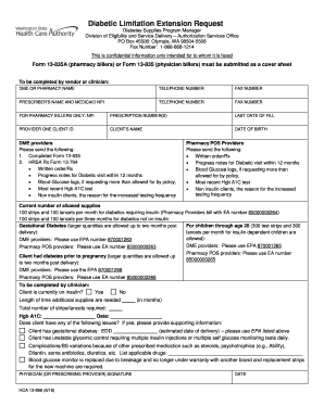Diabetic Limitation Extension Request  Form